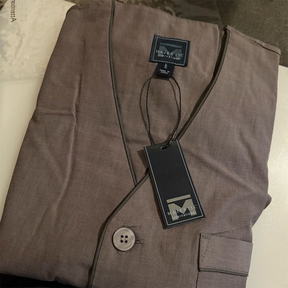 Majestic International Men's Charcoal Grey Long Sleeve Robe Size L